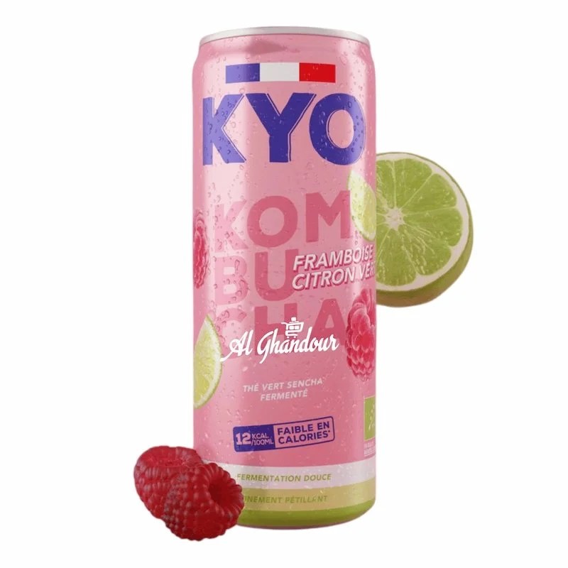 KYO Kombucha Framboise &amp; Citron Vert – Thé Vert Sencha Bio Fermenté 330ml