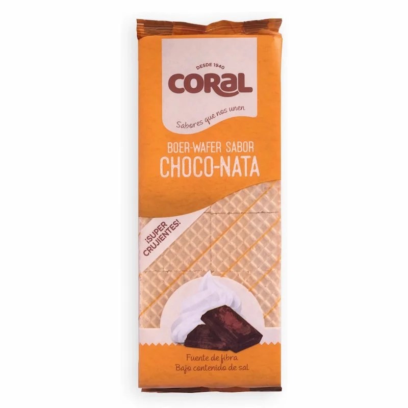 Coral Wafer Choco-Nata – Gaufrettes croustillantes fourrées à la crème et au chocolat, paquet 330 g