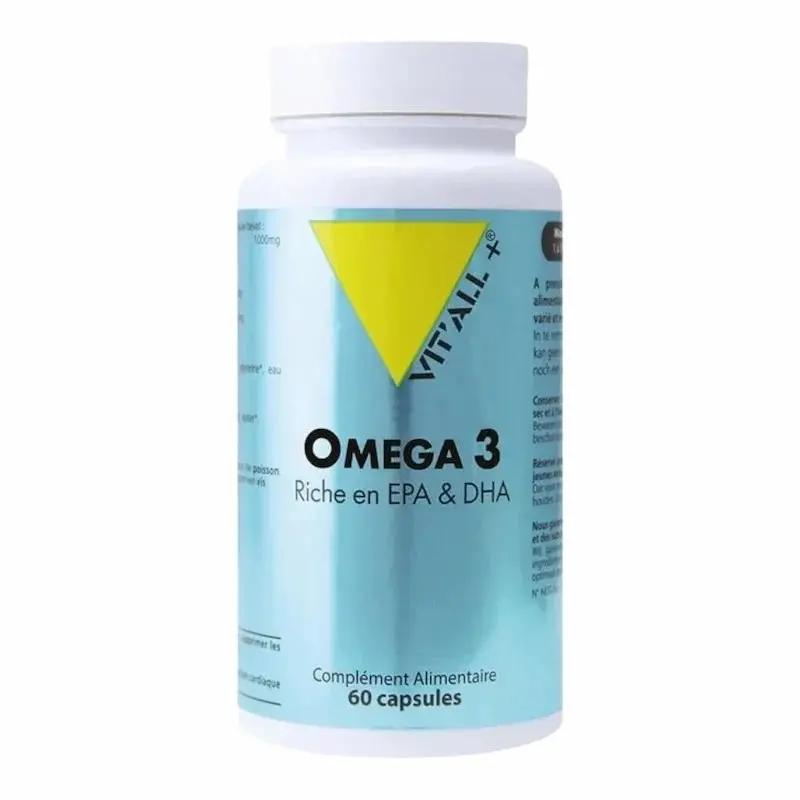 VITALL+ Omega 3 – 60 Capsules  Complement alimentaire à base d’huiles de poissons riches en EPA &amp; DHA My Store