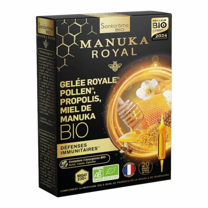Santarome Bio Manuka Royal Gelee Royale Pollen – 20 Ampoules 10 ml Energie &amp; Immunite