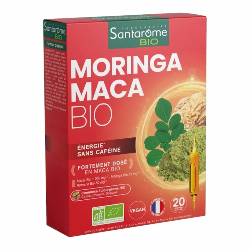Santarome Bio Moringa Maca – 20 Ampoules 10 ml Vitalite &amp; Immunite Naturelle