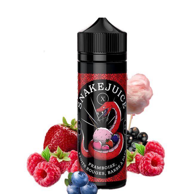 Snake Juice 100ml - Framboise Fruits Rouges Barbe A Papa - 3mg